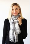 CHECK SCARF - white blk